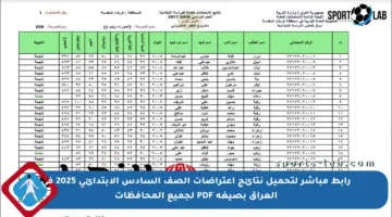 رابط مباشر لتحميل نتائج اعتراضات الصف السادس الابتدائي 2025 في العراق بصيغة PDF لجميع المحافظات